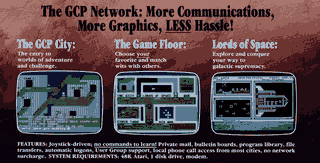 La GCP Network, uno de los primeros servicios en ofrecer gaming en línea con gráficos, anunciaba en la revista. Nunca tuvo más de mil suscriptores.