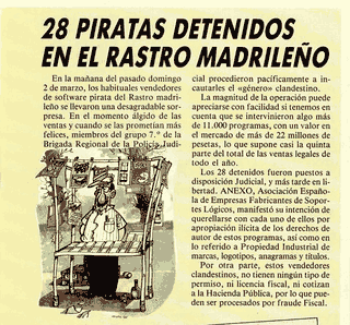 Artículo de Microhobby celebrando la redada en el “Rastro” en marzo de 1986.